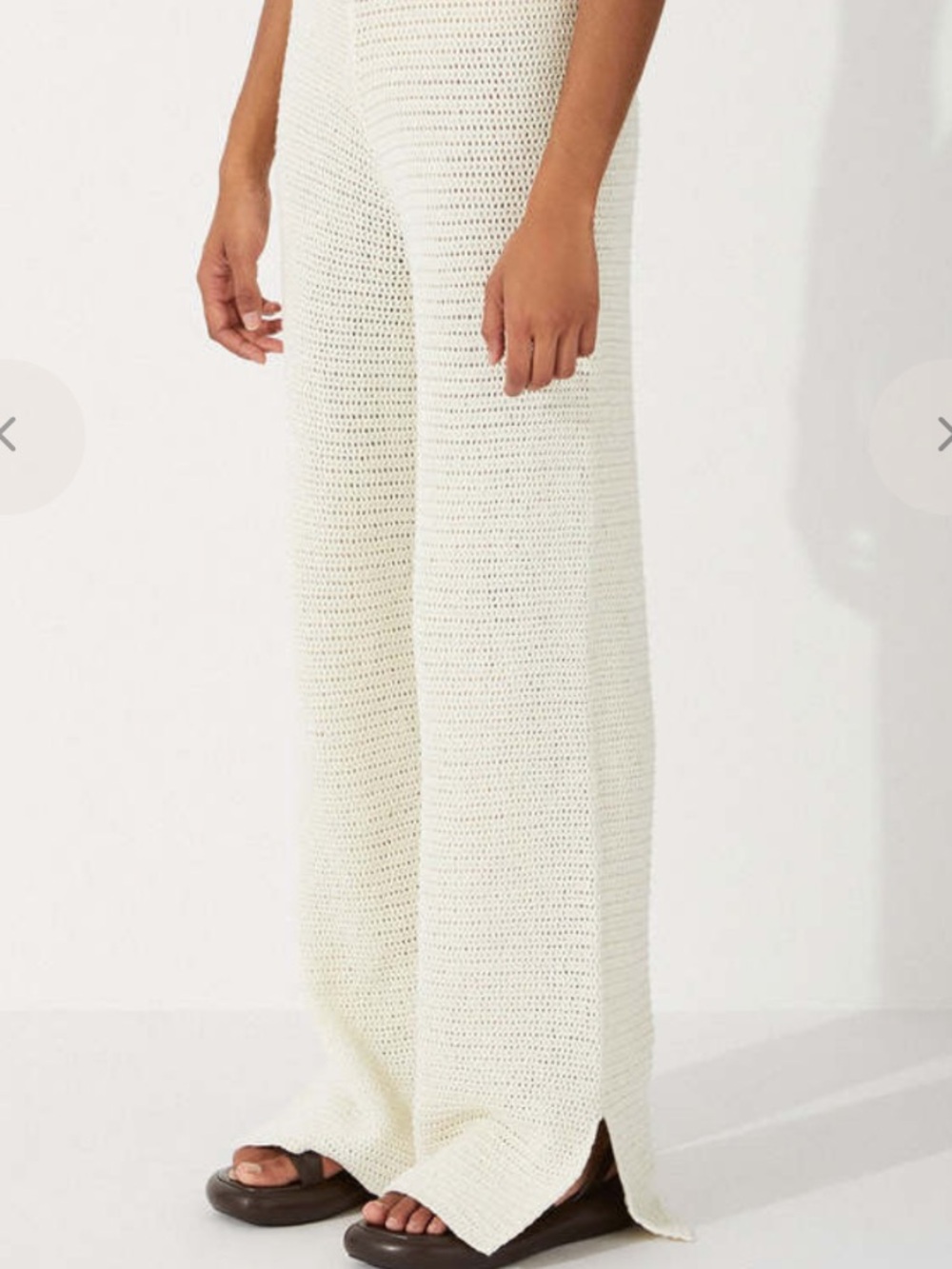 Zulu & Zephyr Milk Cotton Crochet Knit Knit Wide-Leg Pants, 4 - Picture 2 of 8